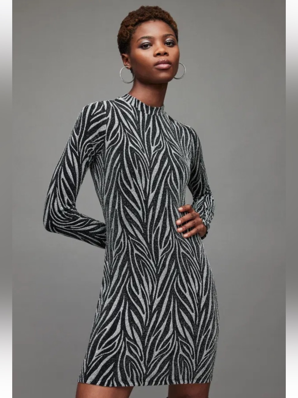 All Saints Amaya Zebra bodycon dress